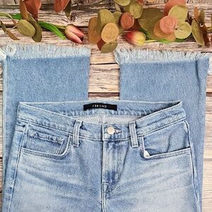 NEW J BRAND SELENA MID-RISE FRAYED BOOT-CUT CROPPED JEANS